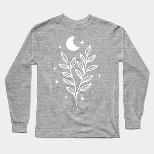 Moon and Floral Sprig Long Sleeve T-Shirt